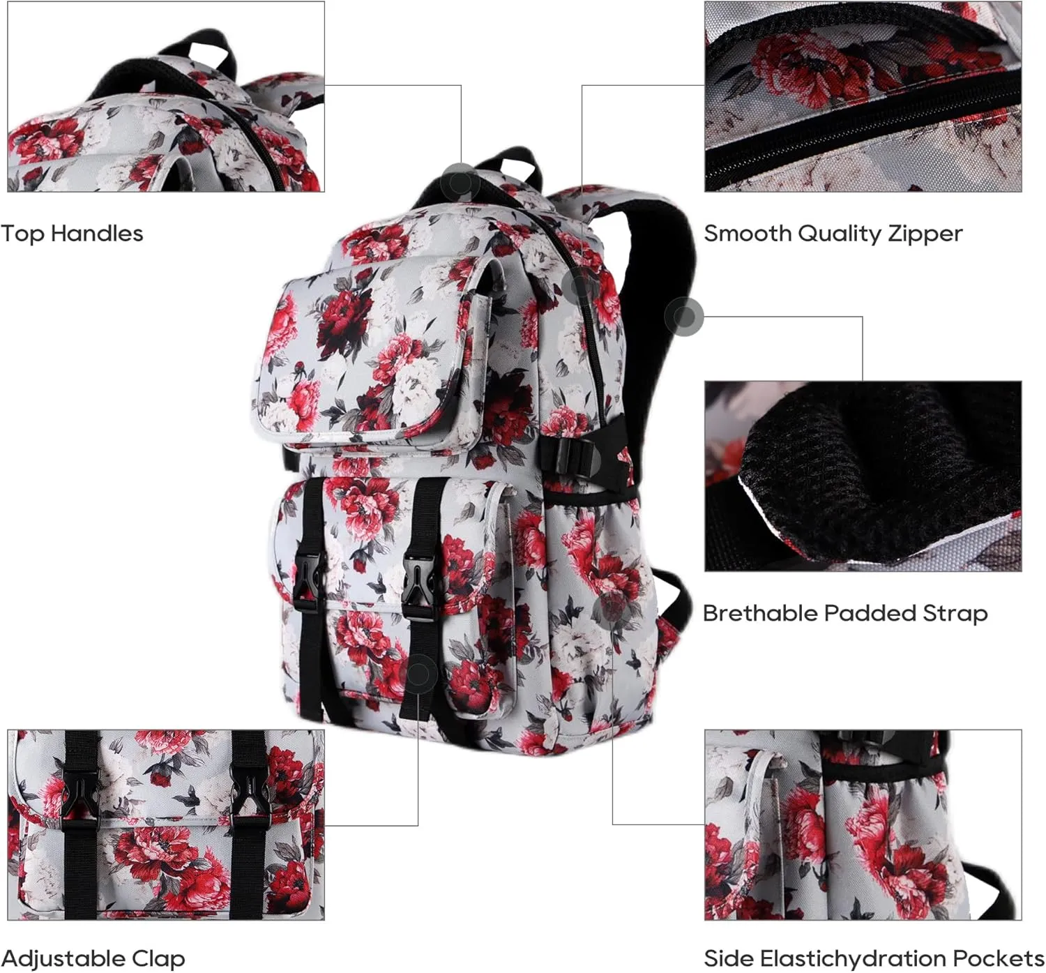 Laptop Backpack Women Lightweight Multi Pocket and 17 inch Carry on Backpack for Work Travel Safflower