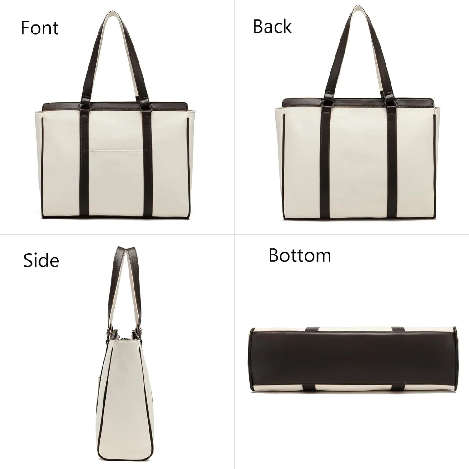 Laptop Bag 15.6 Inch with Zipper Pockets Canvas Work Tote Bags for Women Teacher Ladies