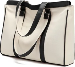 Laptop Bag 15.6 Inch with Zipper Pockets Canvas Work Tote Bags for Women Teacher Ladies