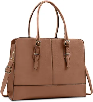 Laptop Bag for Women Leather Work Tote 15.6 Inch Laptop for Computer Bag Waterproof Business Office Professional Large Capacity Handbag Shoulder Bag