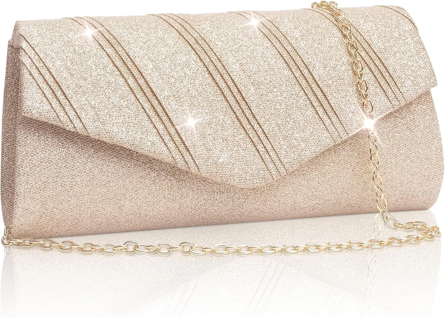 Larcenciel Women's Evening Handbags, Glitter Envelope Clutch Purses, Formal Ladies bag for Date Night Out Party,8.7×4.3x2.4in