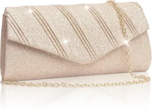 Larcenciel Women's Evening Handbags, Glitter Envelope Clutch Purses, Formal Ladies bag for Date Night Out Party,8.7×4.3x2.4in