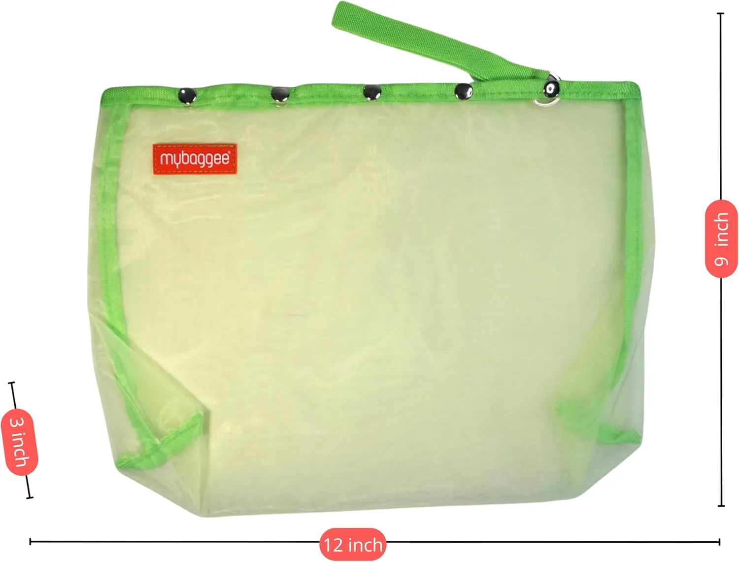 Large 5 Snaps Mesh Travel Knitting Bag with Snap Opening, Lightweight Nylon Storage Pouch for Yarns, Needles and Accessories (Green)