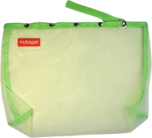 Large 5 Snaps Mesh Travel Knitting Bag with Snap Opening, Lightweight Nylon Storage Pouch for Yarns, Needles and Accessories (Green)