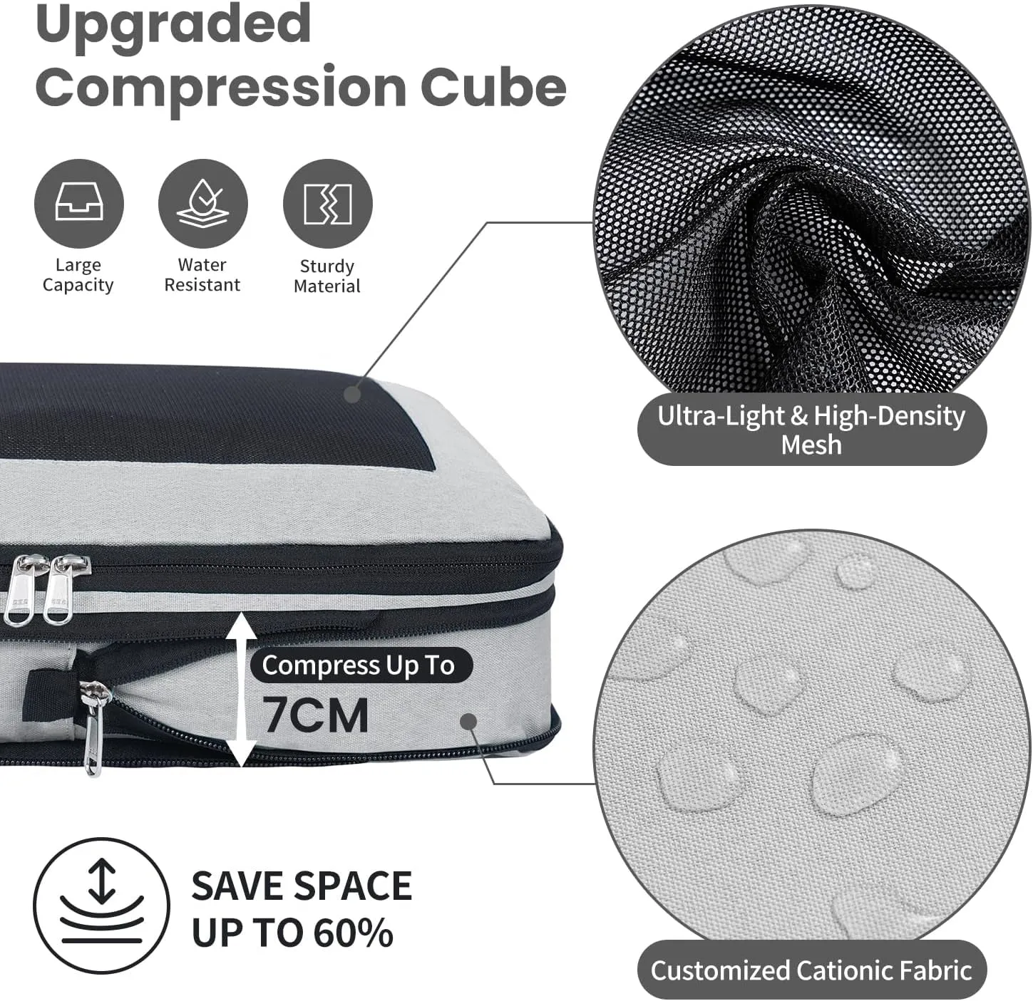 Large Compression Packing Cubes, Full Open Visible Design， Expandable Packing Organizer with Travel Shoe Bag for Suitcase & Backpack, 4 Set Lightweight Travel Bags for Vacation & Camping