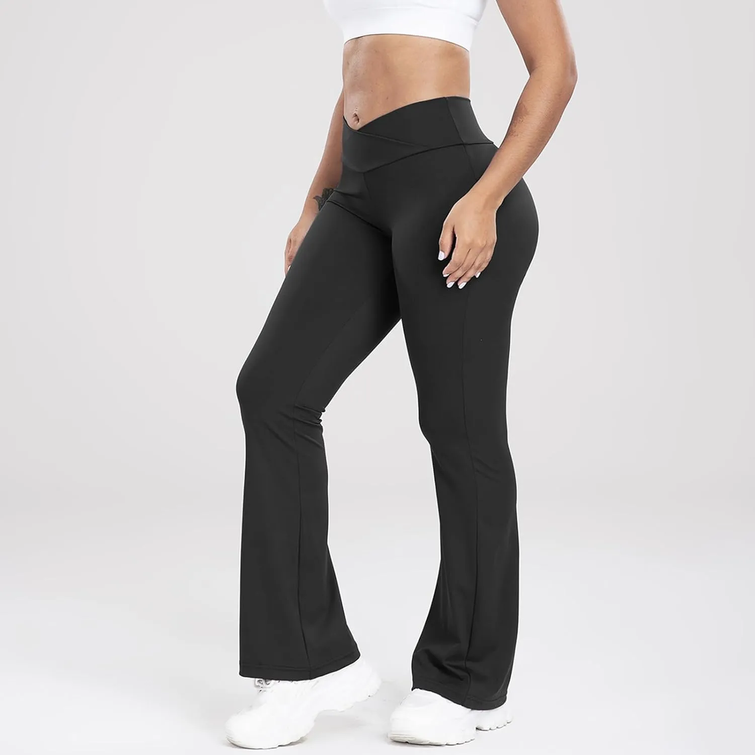 Lastesso Flare Leggings for Women High Waist Classiac Yoga Gym Pants with Pockets Tummy Control Going Out Workout Leggings