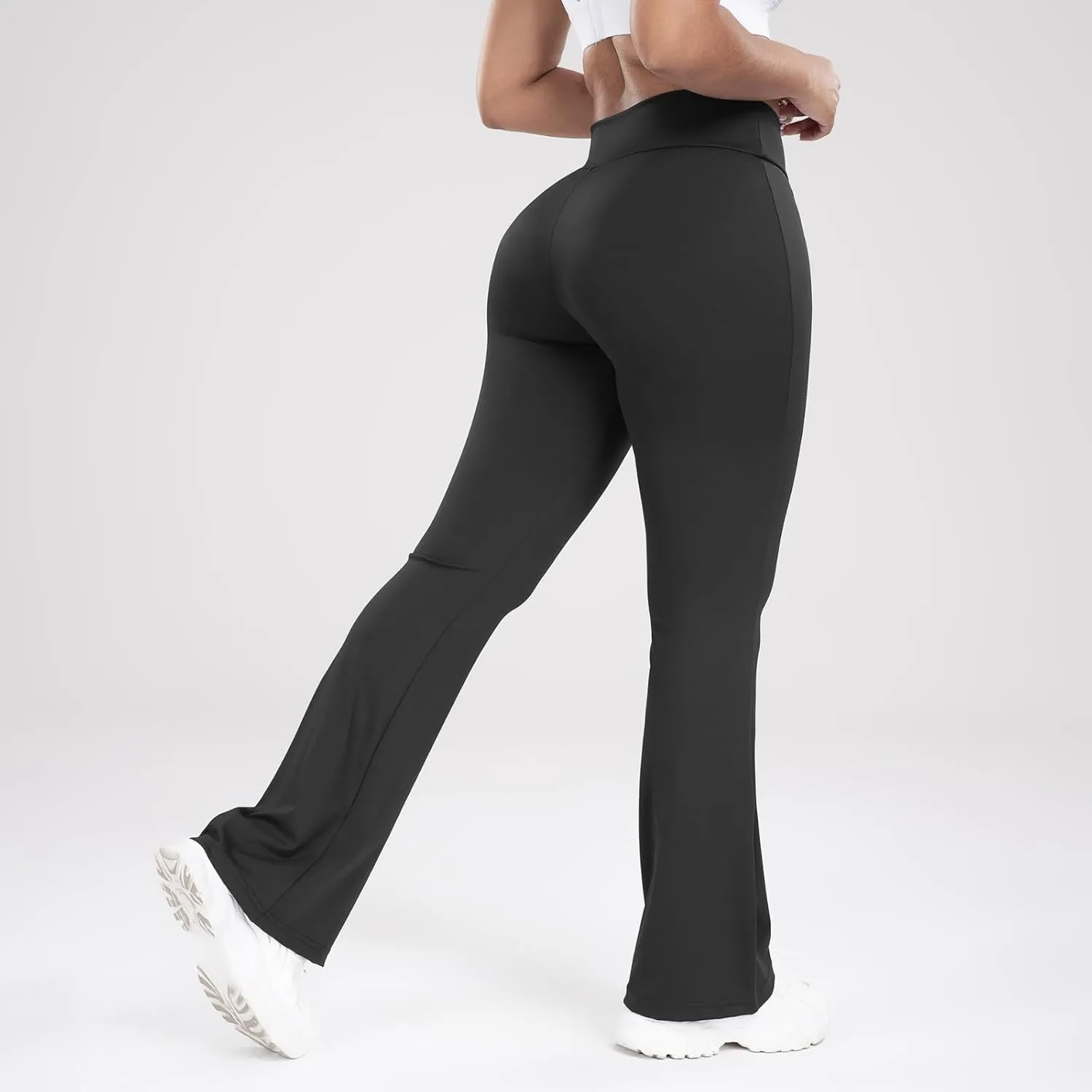 Lastesso Flare Leggings for Women High Waist Classiac Yoga Gym Pants with Pockets Tummy Control Going Out Workout Leggings