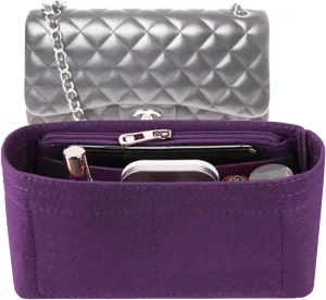 Lckaey Bag Organizer Insert for Classic Flap cfjumbo bag Shaper Purse Insert - Premium Handbag Felt Organizer 2009Purple-L
