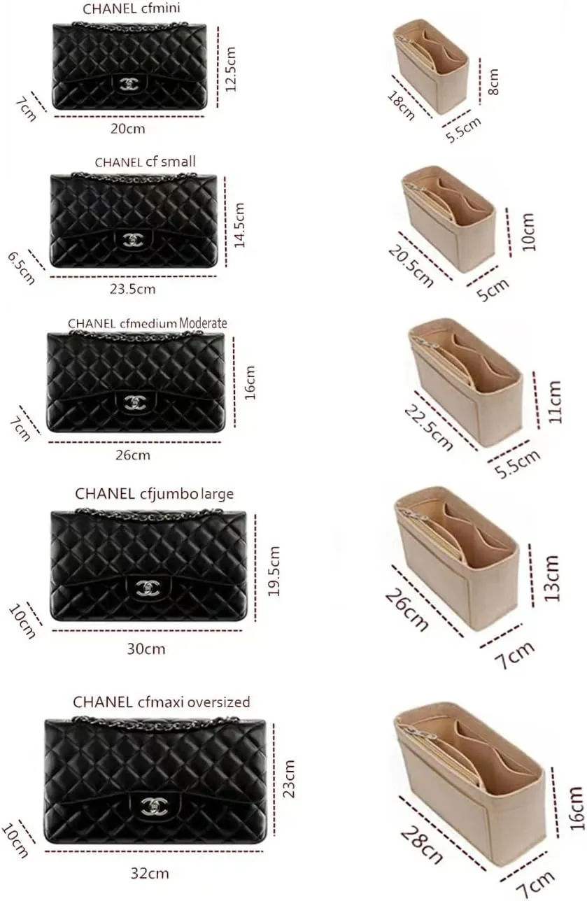 Lckaey Bag Organizer Insert for Classic Flap small bag Shaper Purse Insert - Premium Handbag Felt Organizer 2009brown-S