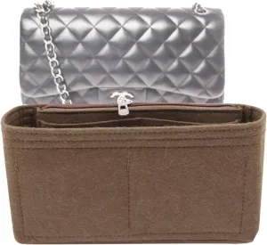Lckaey Bag Organizer Insert for Classic Flap small bag Shaper Purse Insert - Premium Handbag Felt Organizer 2009brown-S