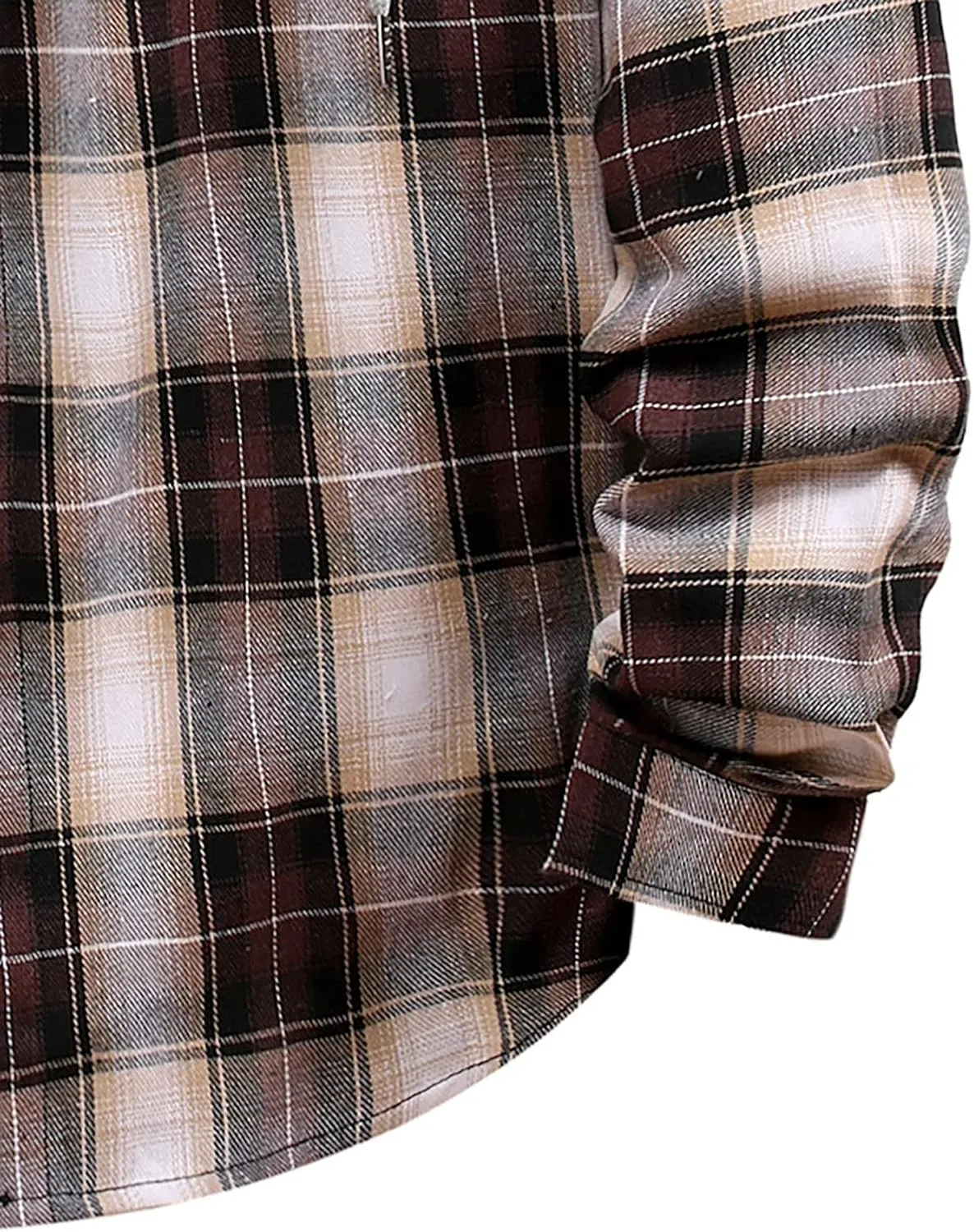 LCMTWX Men's Cotton Plaid Shirts Jacket Hooded Collar Long Sleeve Shirt Blouse Men Plus Size Big&Tall Mens Coat Long Sleeve