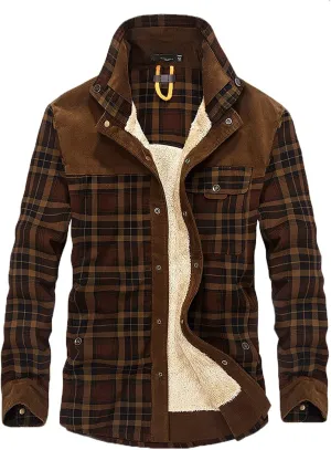 LCMTWX Mens Flannel Jacket And Autumn Plaid Print Lapel Button Down Pocket Long Sleeve Shirt Men Plus Size Big&Tall Mens