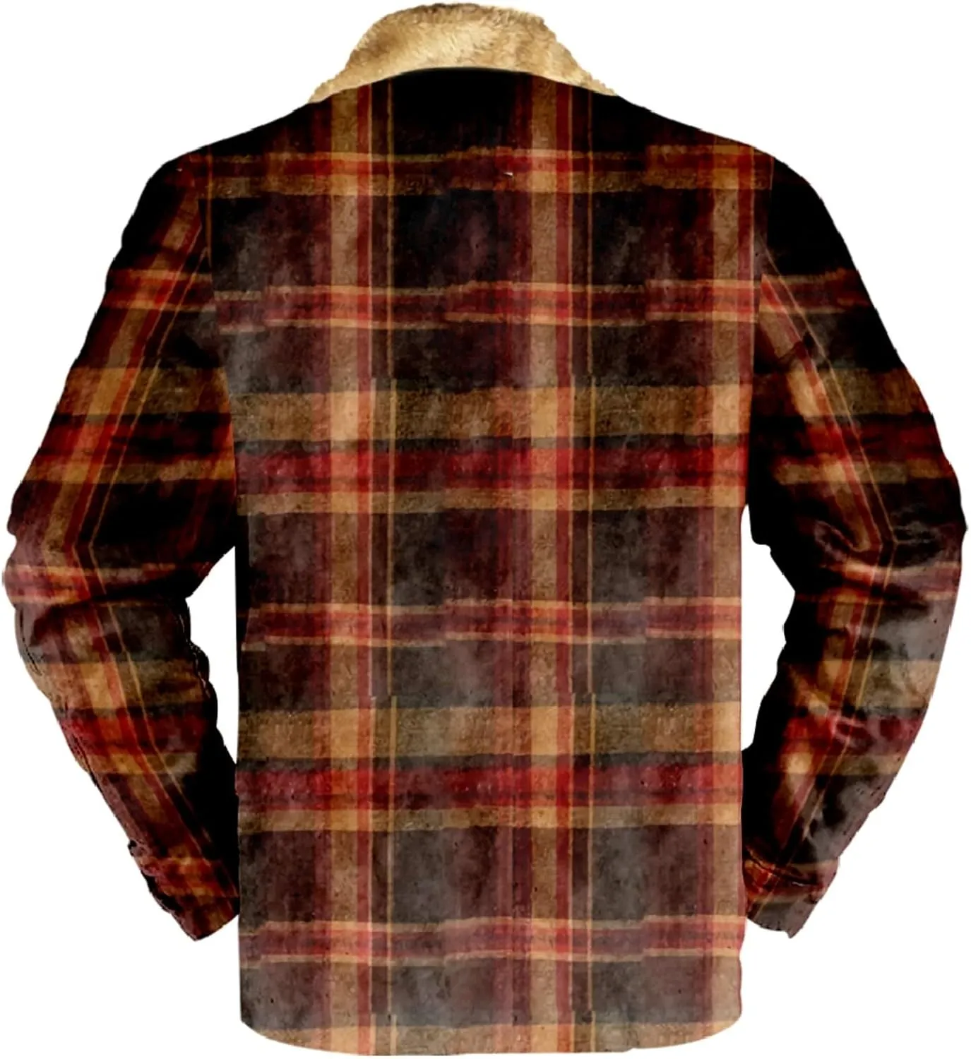 LCMTWX Men's Flannel Jackets Plaid Pocket Hooded Padded Loose Shirt Top Jacket Coats Lined Hooded Plaid Shirt Jacket Fleece