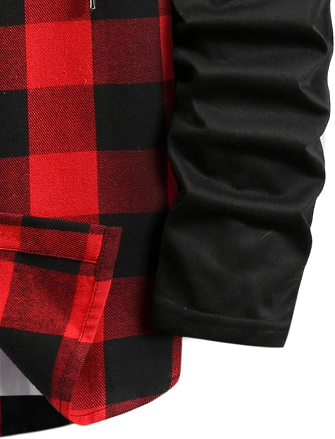 LCMTWX Men's Fleece Flannel Jackets Plaid Pocket Loose Coat Top Blouse Men Plus Size Big&Tall Mens Coat Lightweight Shirt