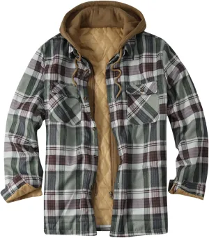 LCMTWX Mens Plaid Flannel Jacket Plaid Print Hooded Zipper Pocket Long Sleeve Shirt Long Sleeve Button Up Fleece Plaid