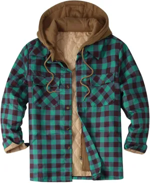 LCMTWX Winter Coat Men Plaid Winter Stripe Print Hooded Zipper Pocket Long Sleeve Shirt Men Plus Size Big&Tall Mens Coat