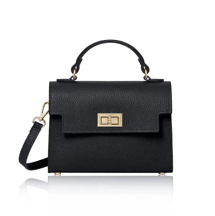 Leather Box Bag - Black