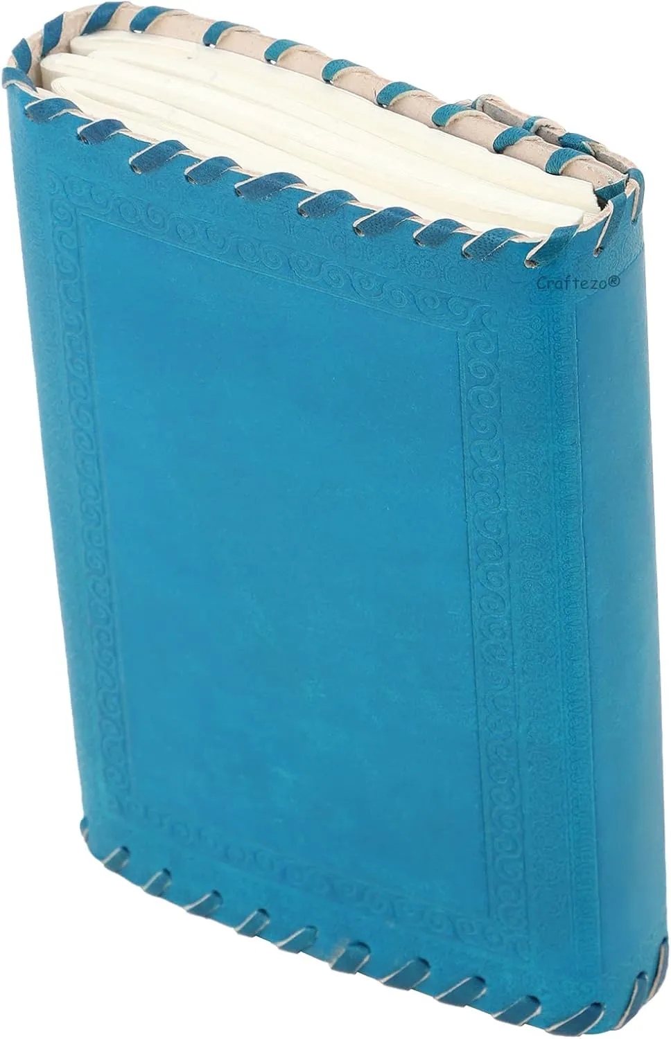 Leather Journal with lock and key, Writing Pad Blank Notebook Handmade Notepad Men & Women Unlined Paper Best Present Art Sketchbook Travel Diary To Write Book Of Shadow (SKY BLUE)