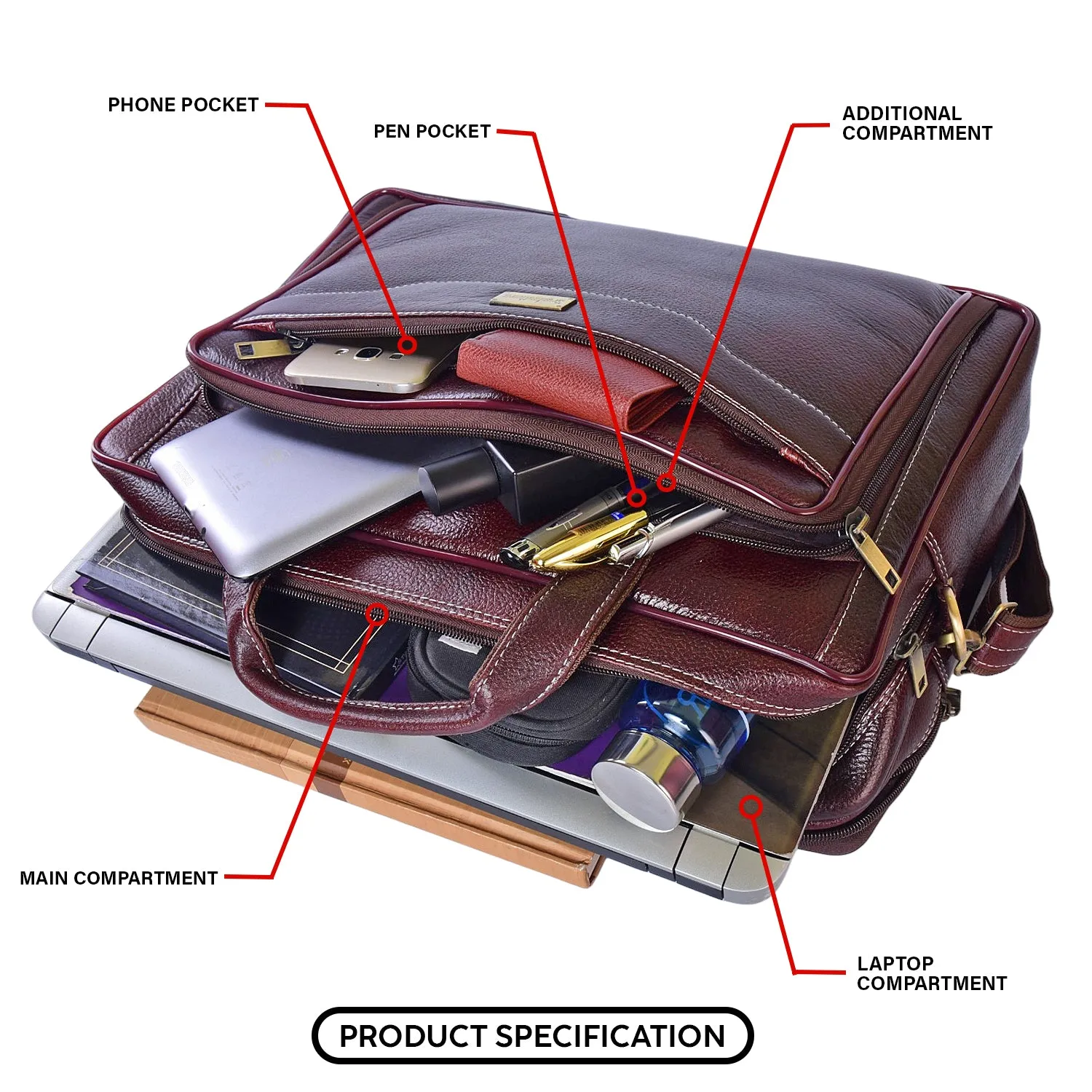 Leather Laptop Bag 36806 (Brown)