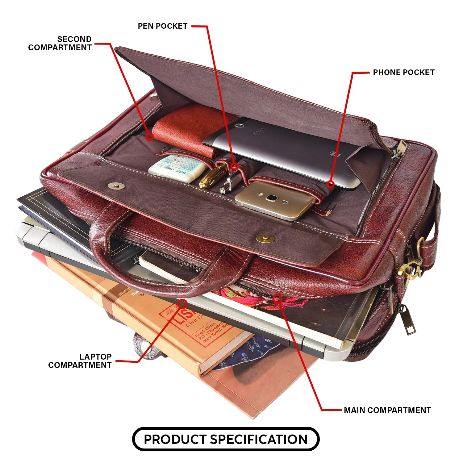 Leather Laptop Bag 36823 (Brown)