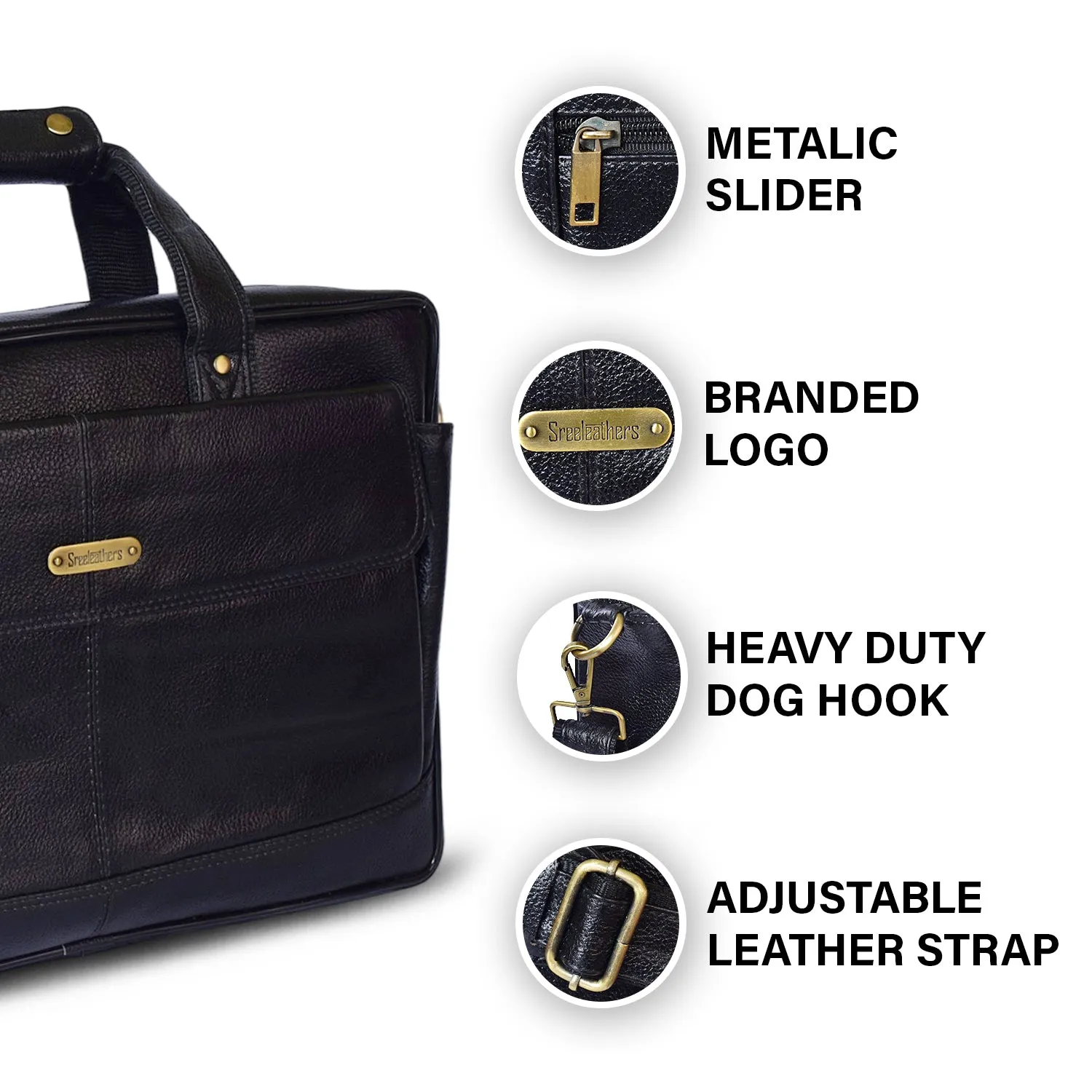 Leather Laptop Bag 36826 (Black)