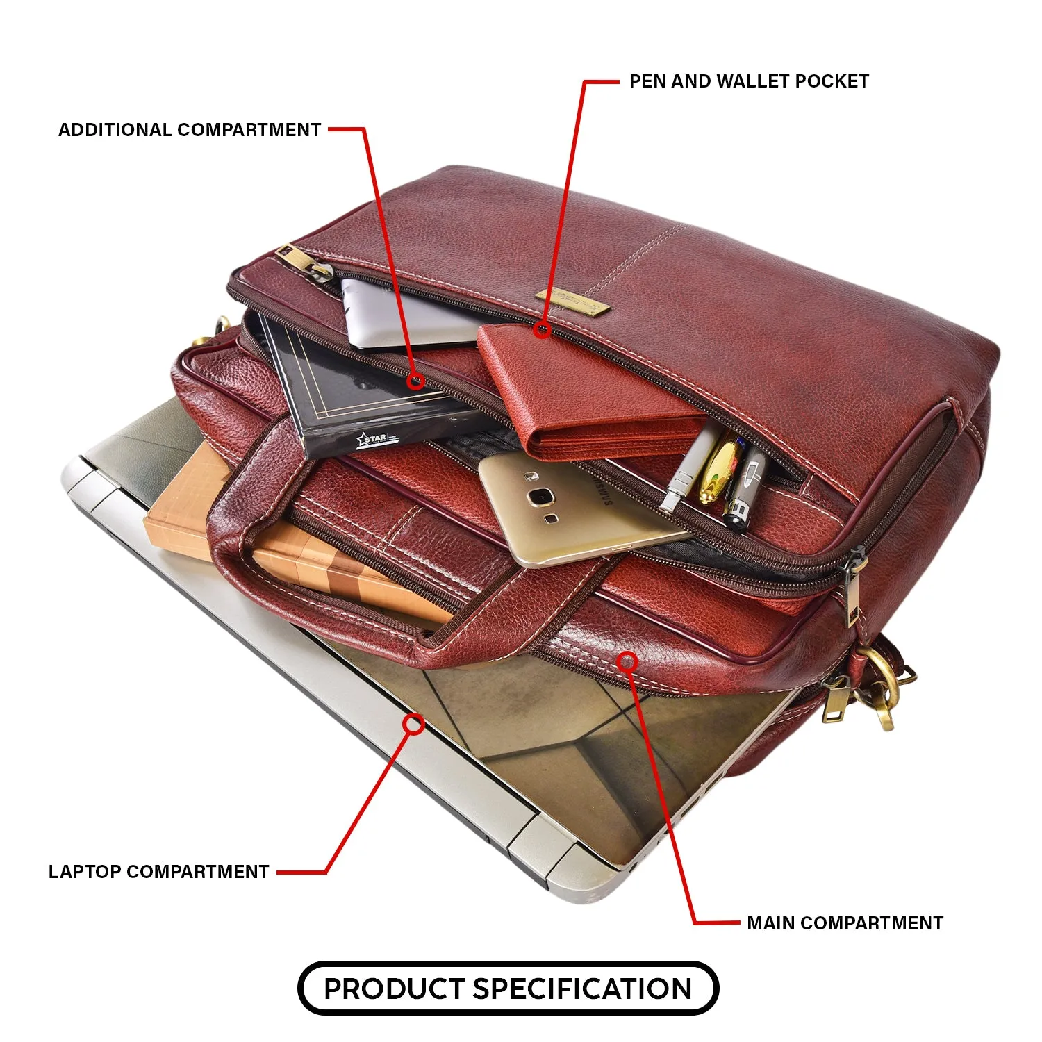 Leather Laptop Bag 998901 (Brown)