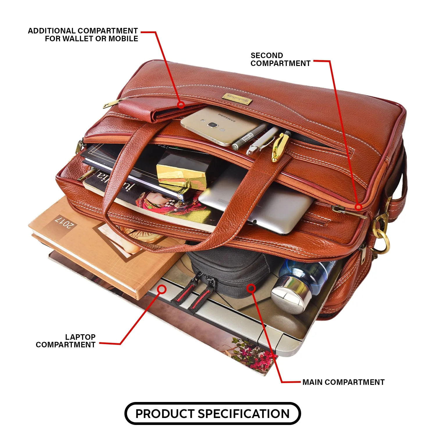 Leather Laptop Bag  998902 (Tan)