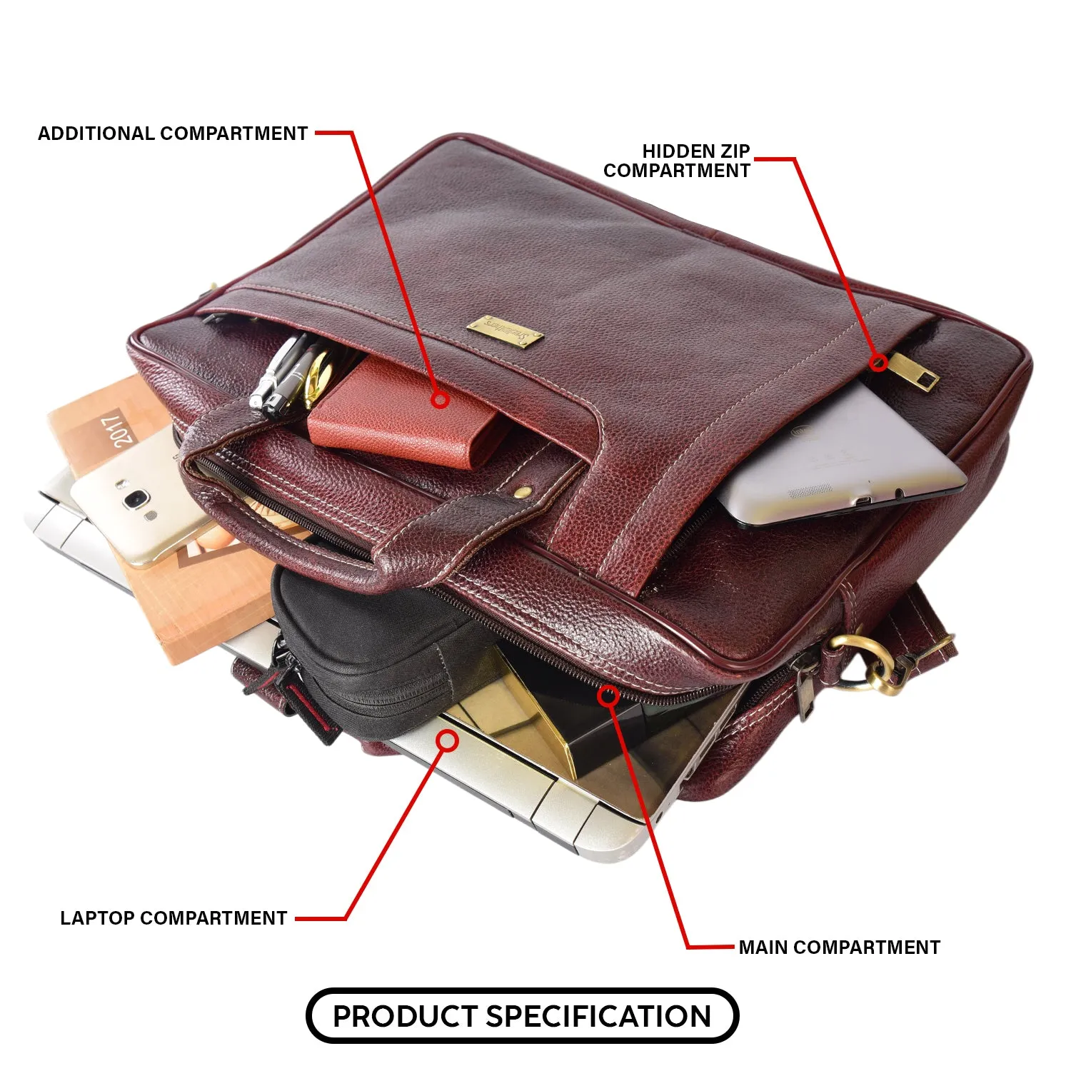 Leather Laptop Bag  998904 (Brown)