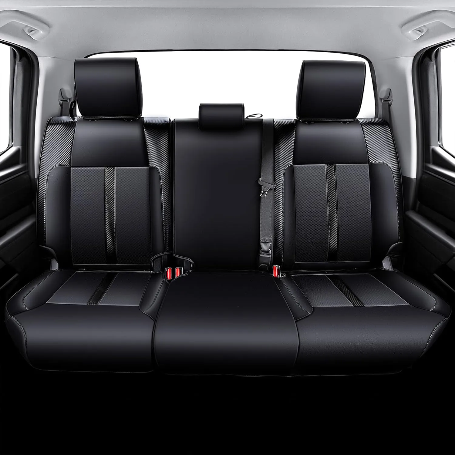 Leather Seat Covers Custom Fit for Tundra 2022 2023 2024 2025 CrewMax SR, SR5, Limited, Platinum, 1794 Edition, TRD Pro, Capstone - Carbon Fiber - Premium Faux Leather Fully Covered