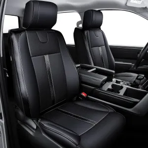 Leather Seat Covers Custom Fit for Tundra 2022 2023 2024 2025 CrewMax SR, SR5, Limited, Platinum, 1794 Edition, TRD Pro, Capstone - Carbon Fiber - Premium Faux Leather Fully Covered