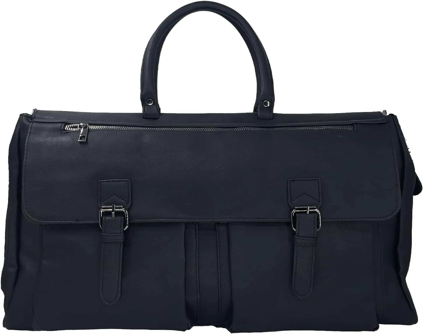 Leather Travel Weekender Bag Large Carry On Travel Tote Duffel Bag For men and Women - Black