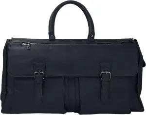 Leather Travel Weekender Bag Large Carry On Travel Tote Duffel Bag For men and Women - Black