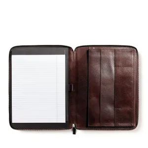 Left Handed Executive Zippered Portfolio Espresso