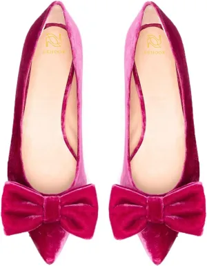 LEHOOR Women Bow Flats Pointed Toe Slip-on Flats Comfortable Velvet Ballet Flats 0.5 Inch Flat Heel Shoes Closed-Toe Dress Flats Cute Casual Drive Flats Office Ladies Work Daily Party Club 4-11 M US