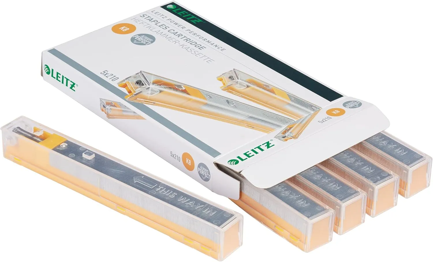 Leitz 55920000 K8 Power Performance Stapler Cartridge, 40 Sheet Capacity, Strong Steel, 1050 Staples, Length 8 mm