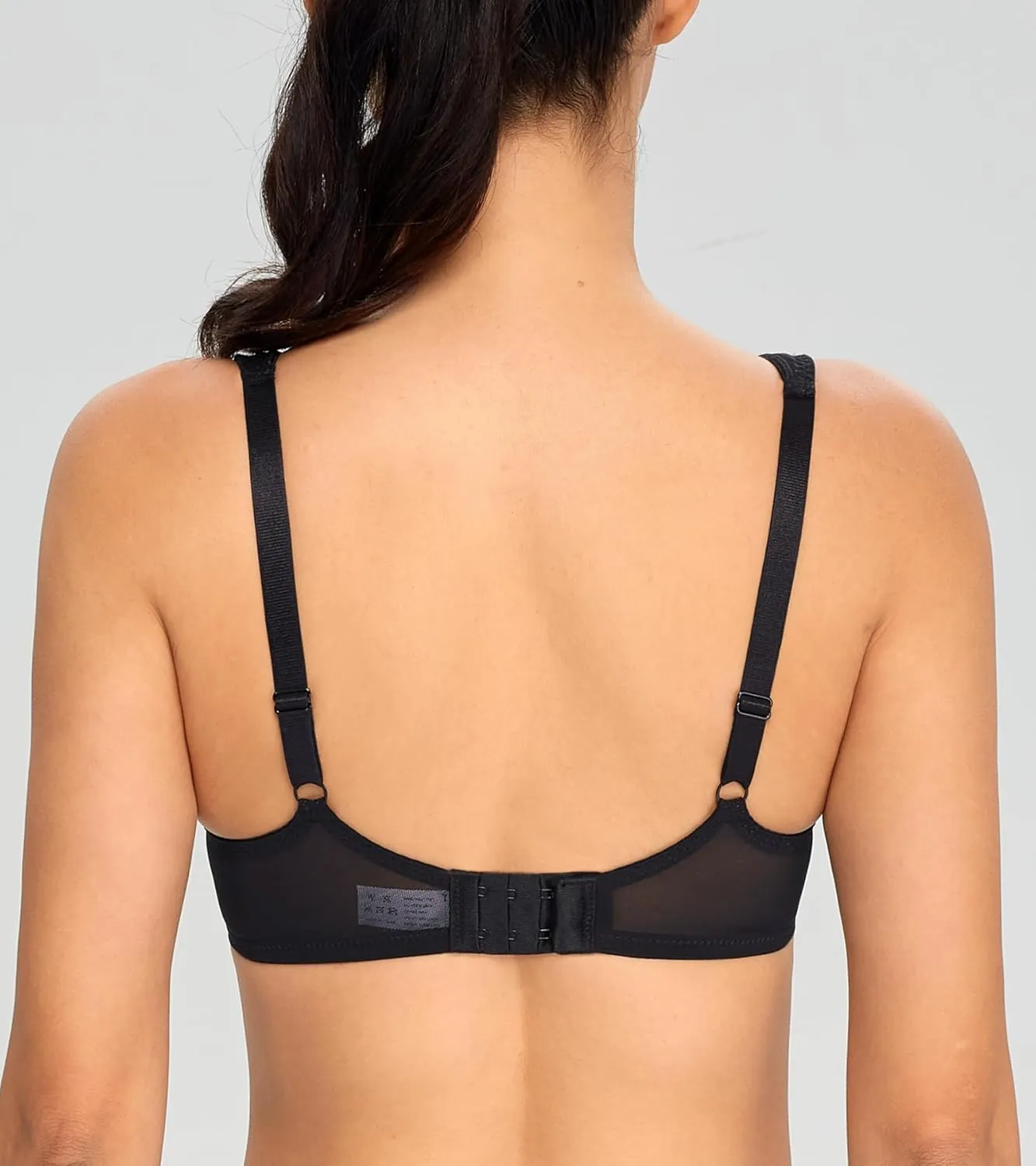 Lemorosy Women's Push Up Lightly Padded Lace Demi Half Cup Underwire Balconette Mesh Bra
