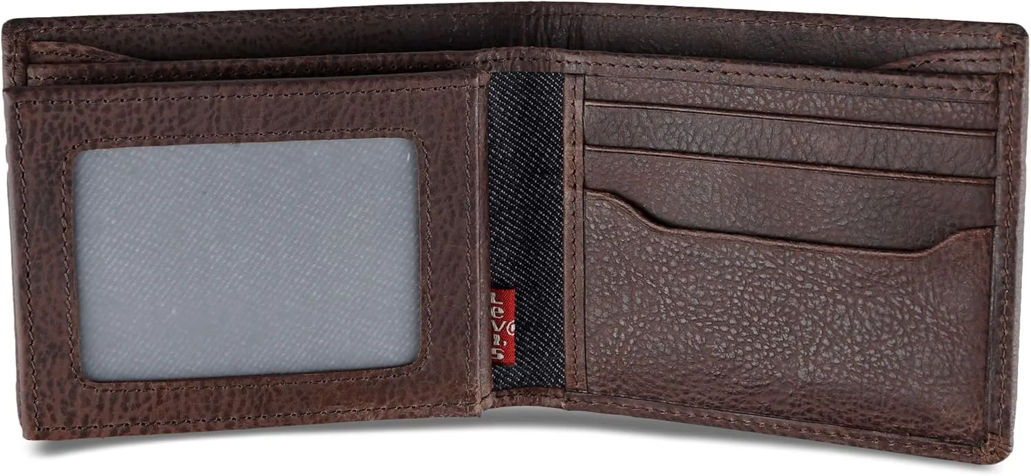 Levi's Men's Classic Bifold Passcase Wallet with Multiple Card Slots and Id Window
