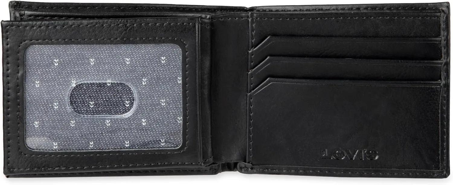 Levi's Men's Extra Capacity Slimfold Wallet with Multiple Card Slots and ID Window