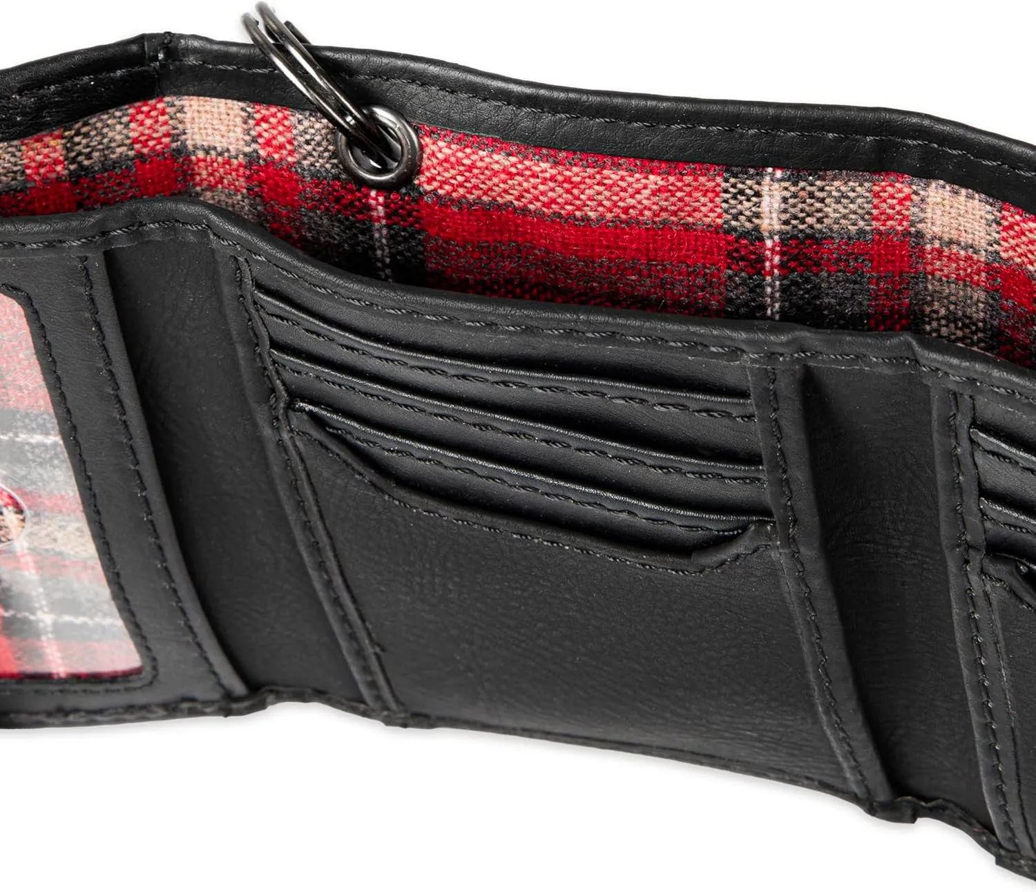 Levi's Men's Trifold Wallet - Sleek and Slim Includes ID Window and Credit Card Holder,Black with Chain