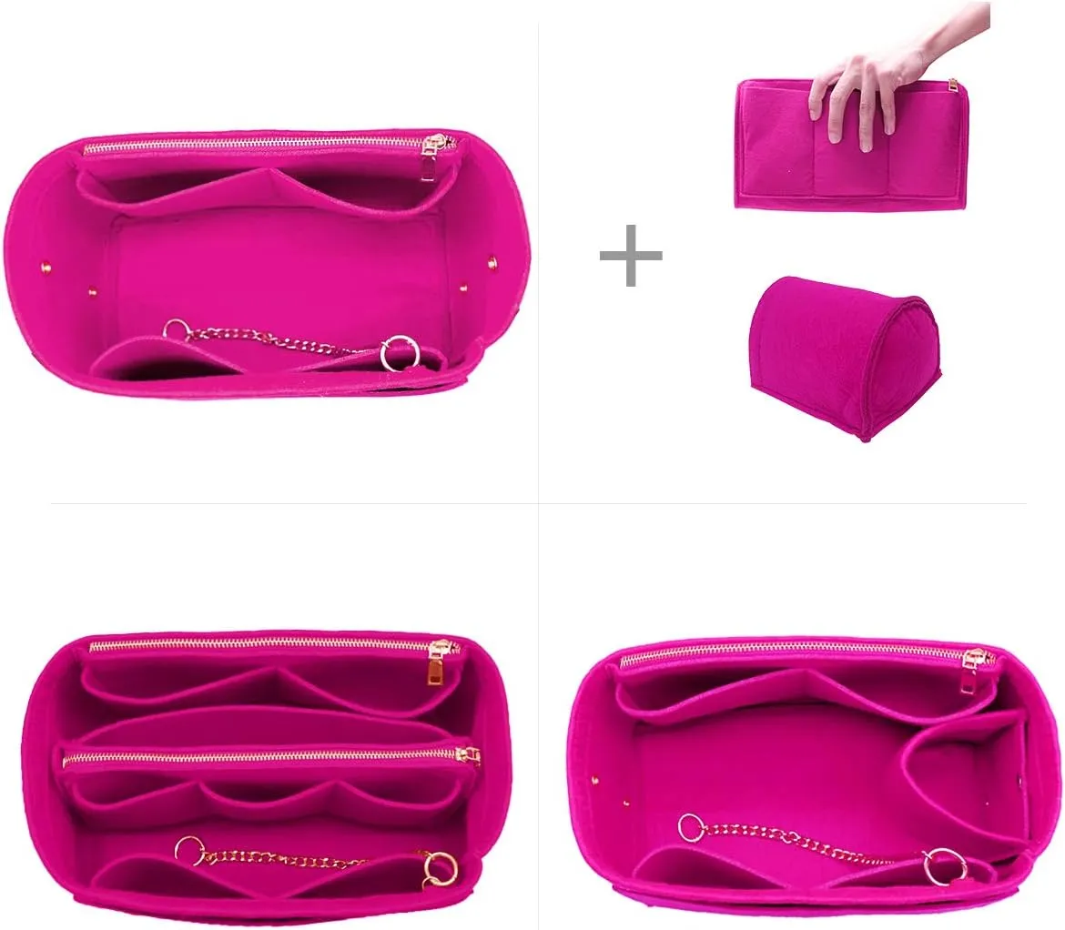 LEXSION 3 in 1 Felt Purse Organizer Insert Bag in Bag with a Bottle Holder Shaper 8026 Rosy L