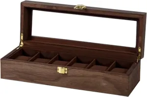 LHX Walnut Grain Watch Box 6/10/12-position Watch Storage Display Box 31.5 * 11 * 8CM(6 epitope)