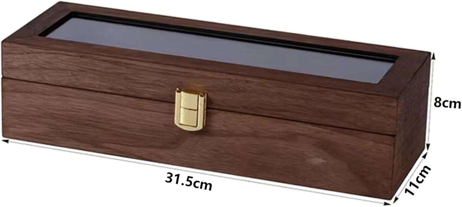 LHX Walnut Grain Watch Box 6/10/12-position Watch Storage Display Box 31.5 * 11 * 8CM(6 epitope)
