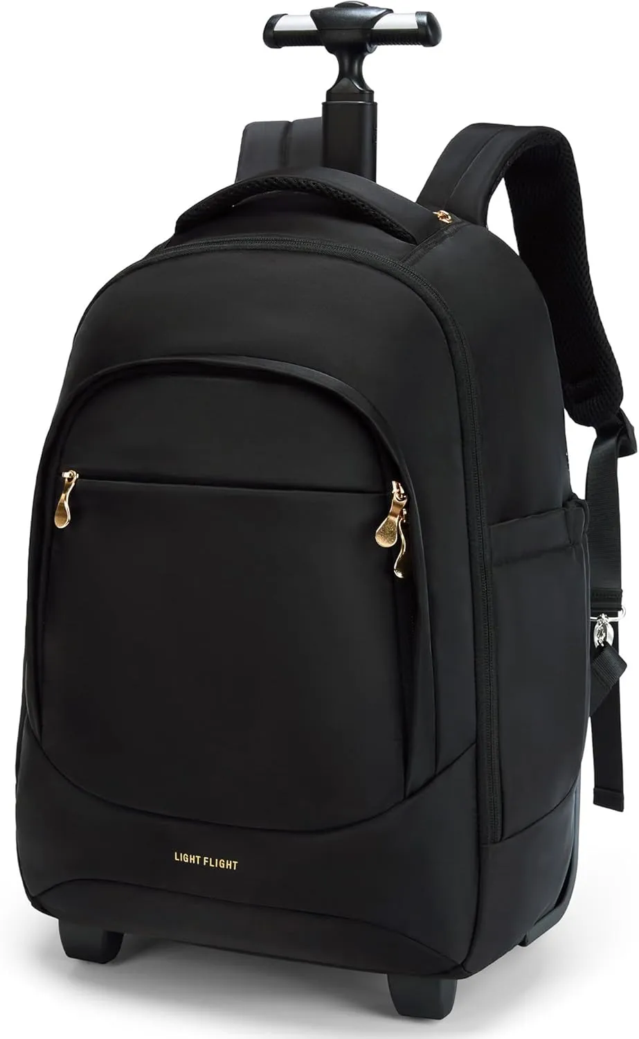 LIGHT FLIGHT Rolling Travel Backpack, Water-Resistant Travel Laptop Backpacks with Wheels for Adults, 17 Inch Large Roller College Backpack Luggage Carry on, Black