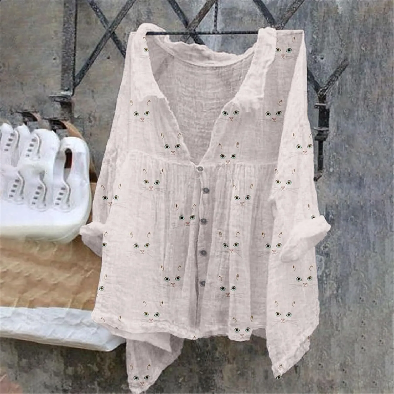 Linen Button Down Shirt Women Natural Autumn Fragrant Fabric Shirt White Button Down Shirt Women Womens Business