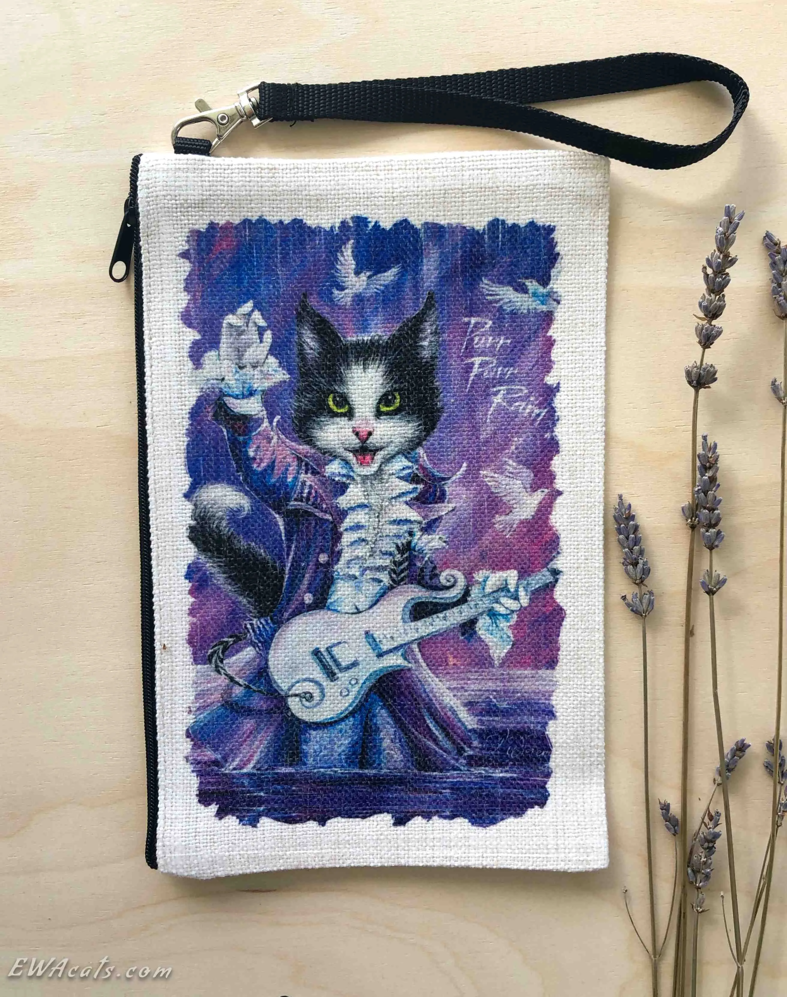 Linen Wallet "Purr Purr Rain"
