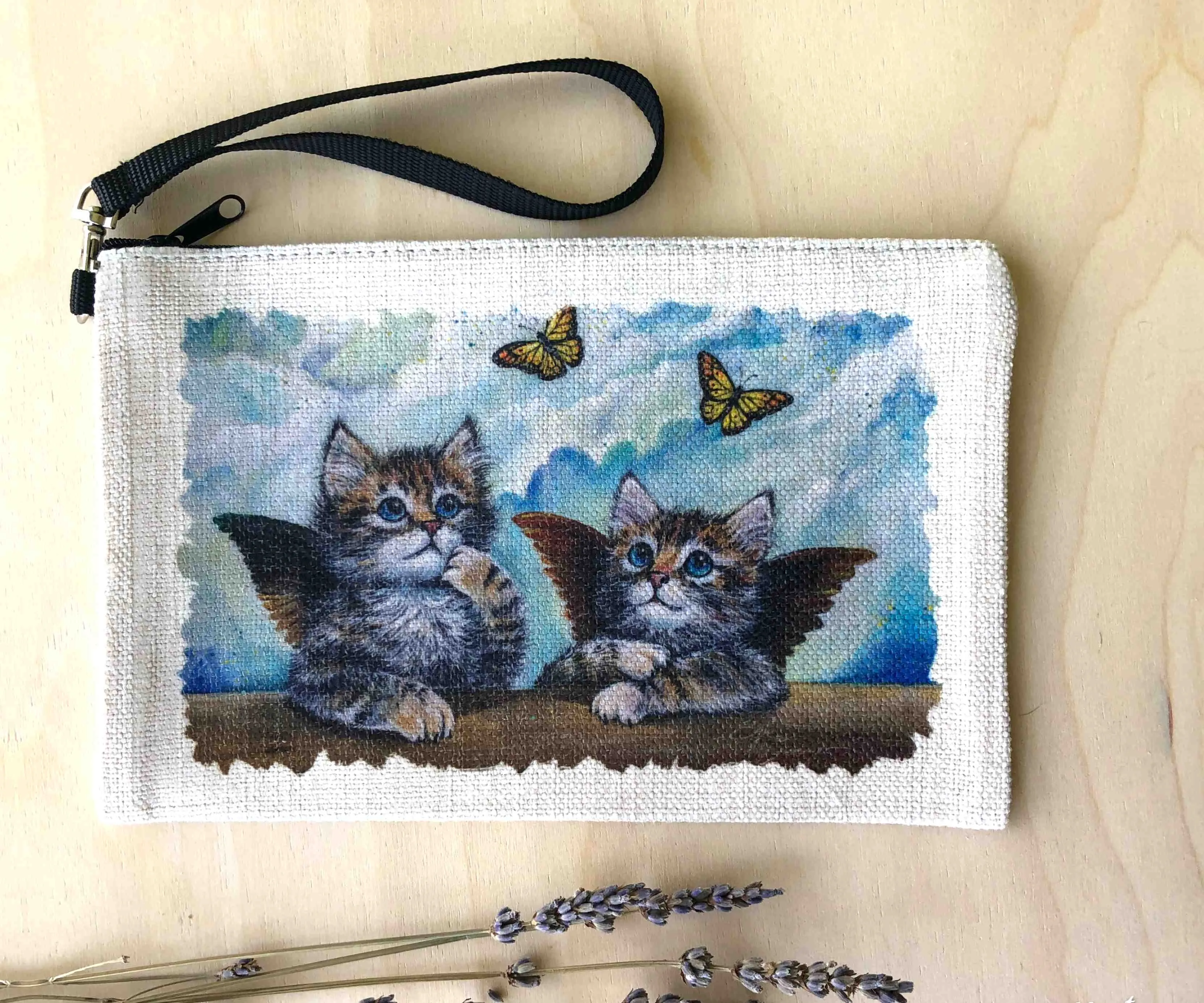 Linen Wallet "The Sistine Kittens"