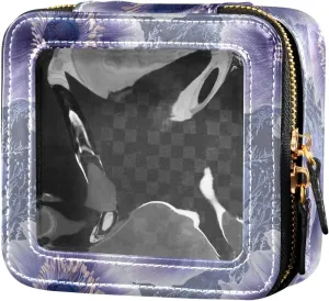 linqin Purple Chic Anemone Clear Travel Makeup Bag Waterproof Travel Toiletry Bag Nail Polish Organizer Bag for Traveling