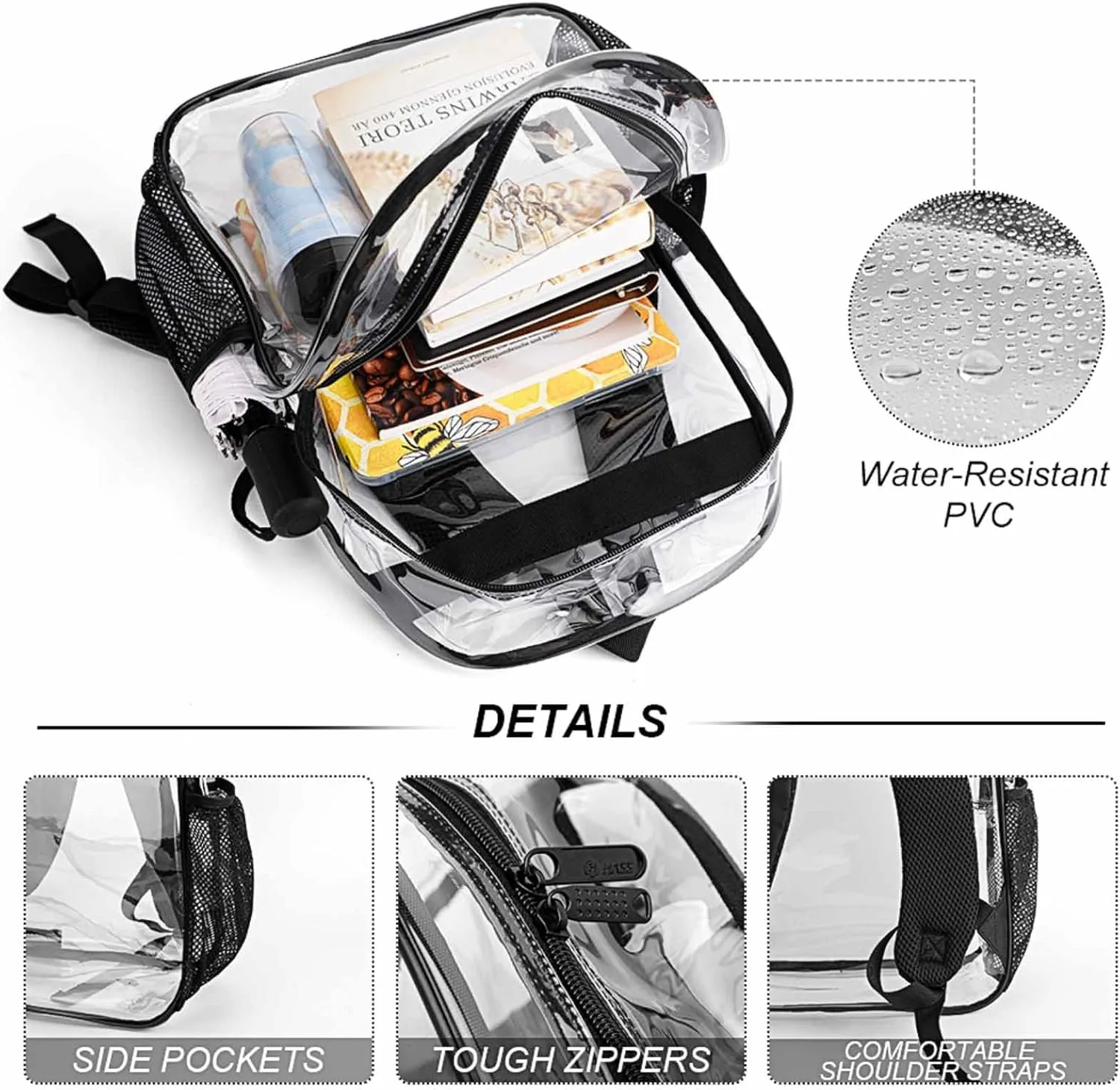 Lips Index Finger 17 Inch Transparent Backpack Pop Art Funny Water Resistant PVC Clear Laptop Daypack for Travel Work Camping Women Men 43x32x13cm