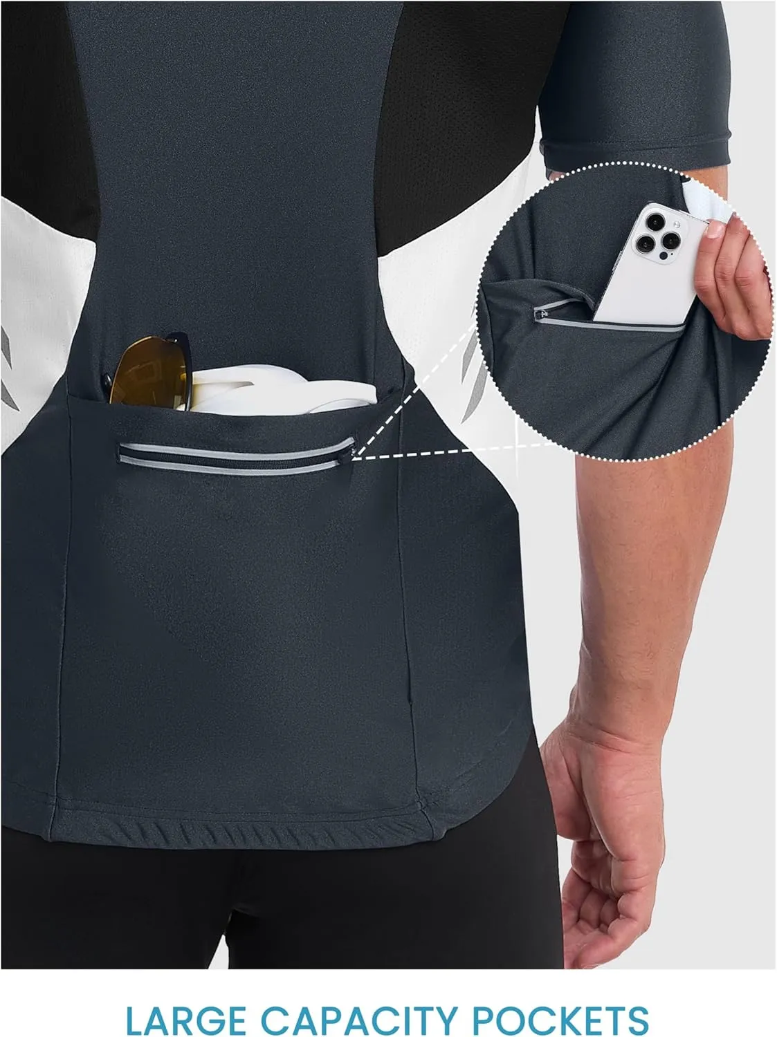 Little Donkey Andy Men's Half Zip Breathable Cycling Vests Reflective Sleeveless Jerseys Lightweight Bicycle Running