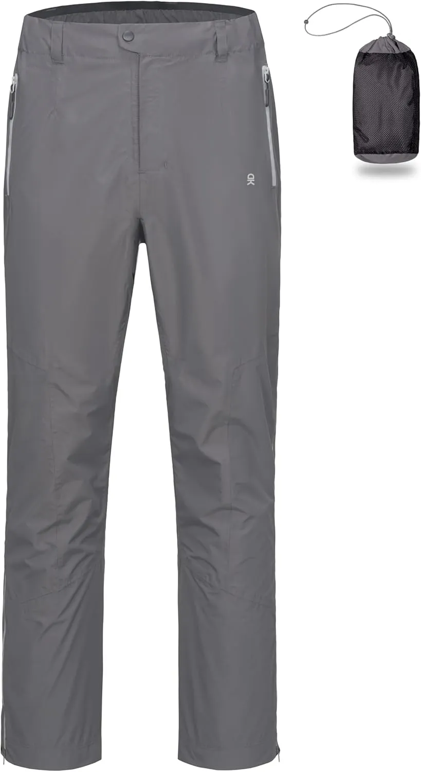Little Donkey Andy Men's Rain Pants Waterproof Lightweight Overpants Windproof Outdoor Pants for Hiking, Golf, Fishing